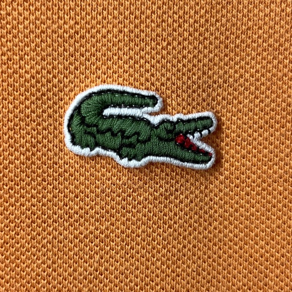 La Coste Mens Orange Polo Short Sleeve Sz 7 Slim Fit Embroidered Alligator Logo - Picture 2 of 6